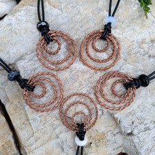Copper Tensor Ring Energy Amplifier Green Yellow Wht Blk gemstone Bead Pendant