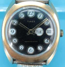 VTG 70s Timex Marlin Gold-Tone Telephone Dial Watch Black Dial Phone