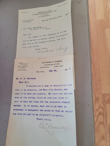 Antique Ephemera  Paper Letters 1896 35 Wall St. And 1897 277 Broadway New York