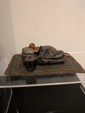 Antique Franz Bergman Cold Painted Bronze Nude Sleeping Woman With Cover