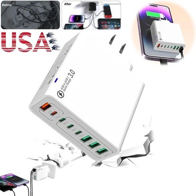 4 USB+4PD 8 in 1 Waterproof Ports USB Fast Charger, Multi-Port Charging Station！