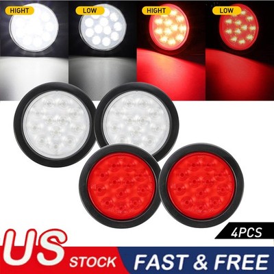 4'' Inch 12 LED Round Stop/Turn/Tail Reverse/Backup Truck Trailer Light Kit USA