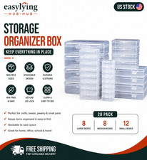 28 Pack Small Storage Containers Mixed Sizes Clear Plastic Boxes Craft Organi...
