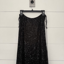 Ieena for Mac Duggal Women’s 16 Black Sequin Tie Back Gown Maxi Dress