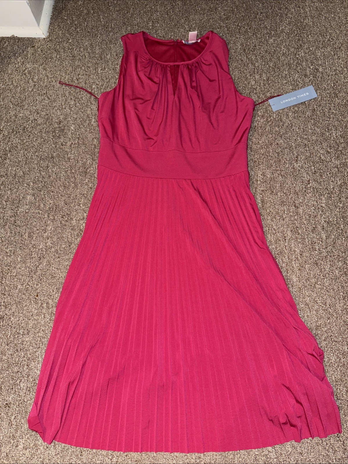 London Times Cherry Red A Line Sleeveless Dress Women's Size 8