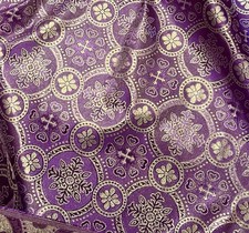 Purple Gold Church Floral Cross Metallic Brocade Fabric 60 Sold By The Yard