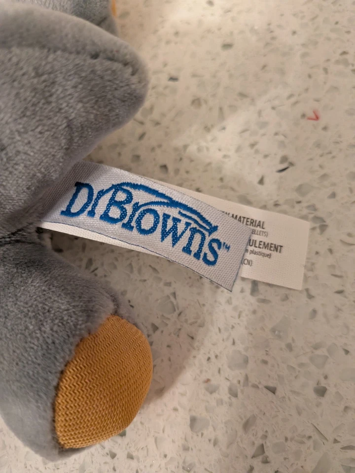 Dr. Brown’s Porta Chupetes Clip Dinosaurio Triceratops Gris Mini Peluche Bebé Juguete Foto 4 de 4