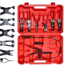 10pc Hose Clamp Clip Remover Pliers Wire Long Reach Kit Fuel Oil Water Hose Tool
