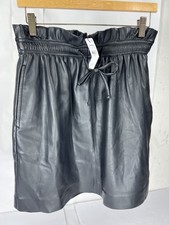 NWT Express Skirt Women S Black Faux Leather Lined Stretch Drawstring