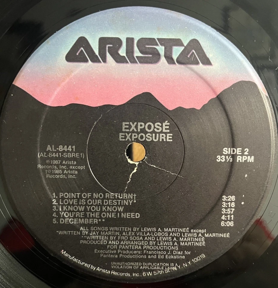 Miami Freestyle: Expose Exposure LP Arista AL-8441 NM 1987 Foto 3 de 4