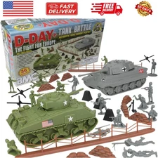 BMC WW2 D-Day Tank Battle - 36pc Plastic Army Men Playset