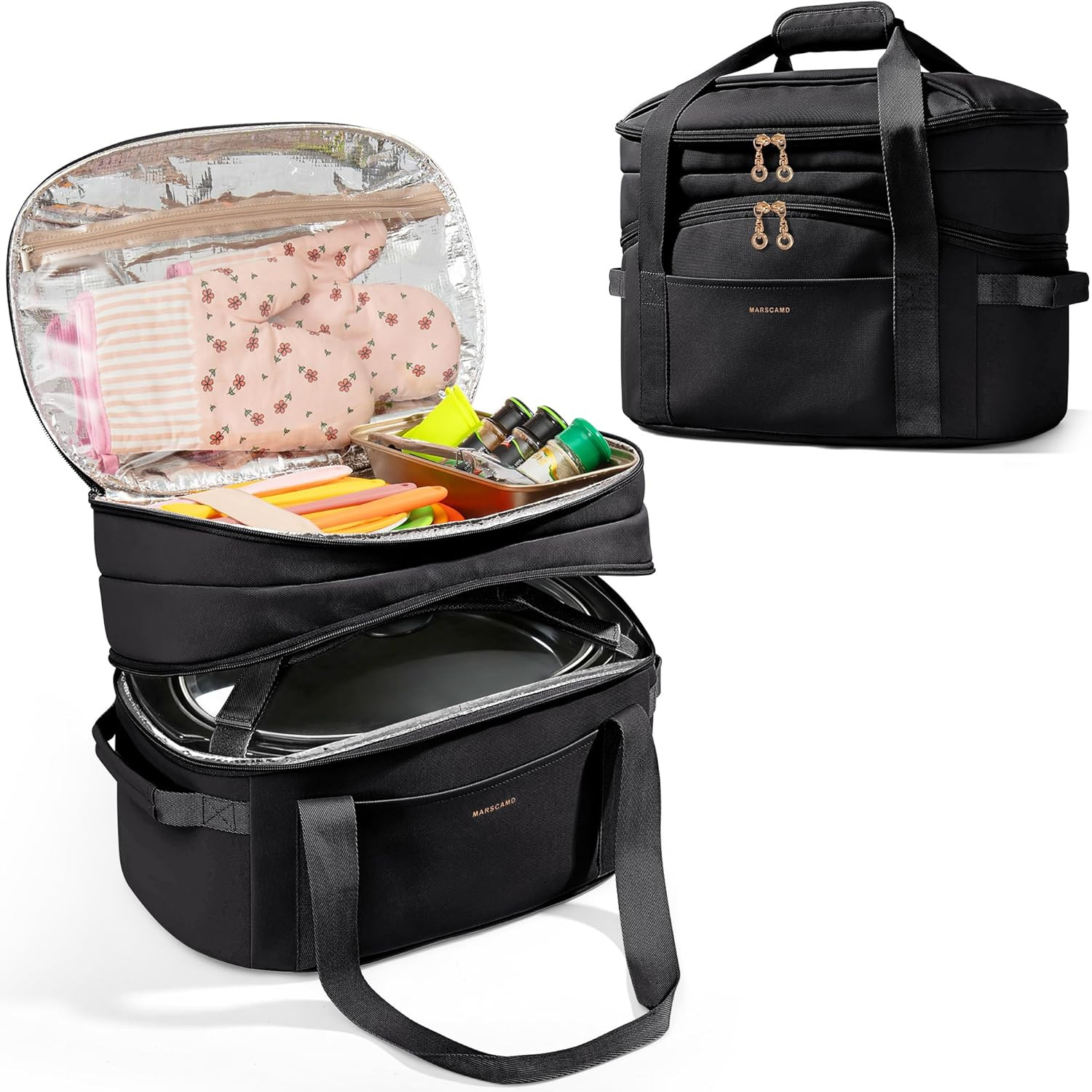 Double Layers Slow Cooker Carrying Bag Compatible with 6-8 Q