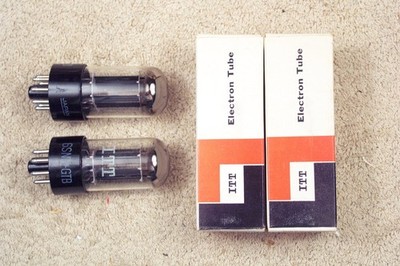Two, NEW, ITT- Hitachi, 6SN7GTB, black, flat plate, JAPAN, match date pr, 6SN7GT