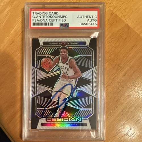 2019-20 Obsidian Giannis Antetokounmpo Autograph PSA Holo #76 Bucks