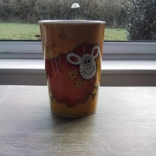 Dunoon Stoneware UTENSIL Storage Jar FUNKY FARM Hens Sheep Chick 6.5" (16cm)