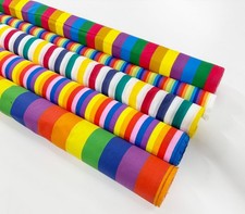 Polycotton Rainbow Fabric Stripe Dressmaking and Craft Material Multicolour