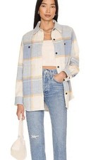 Allsaints Monica Oversized Shacket Plaid Shirt Blue Yellow Size 10