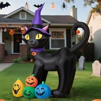 Aufblasbare Katze Halloween Deko 180Cm Mit LED Leuchten FüR Garten Party