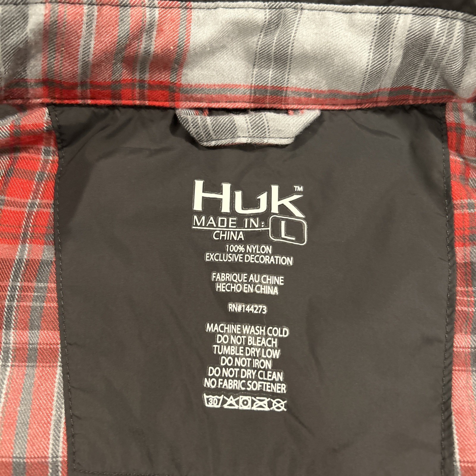 HUK scale quilt button down shacket large - image 3