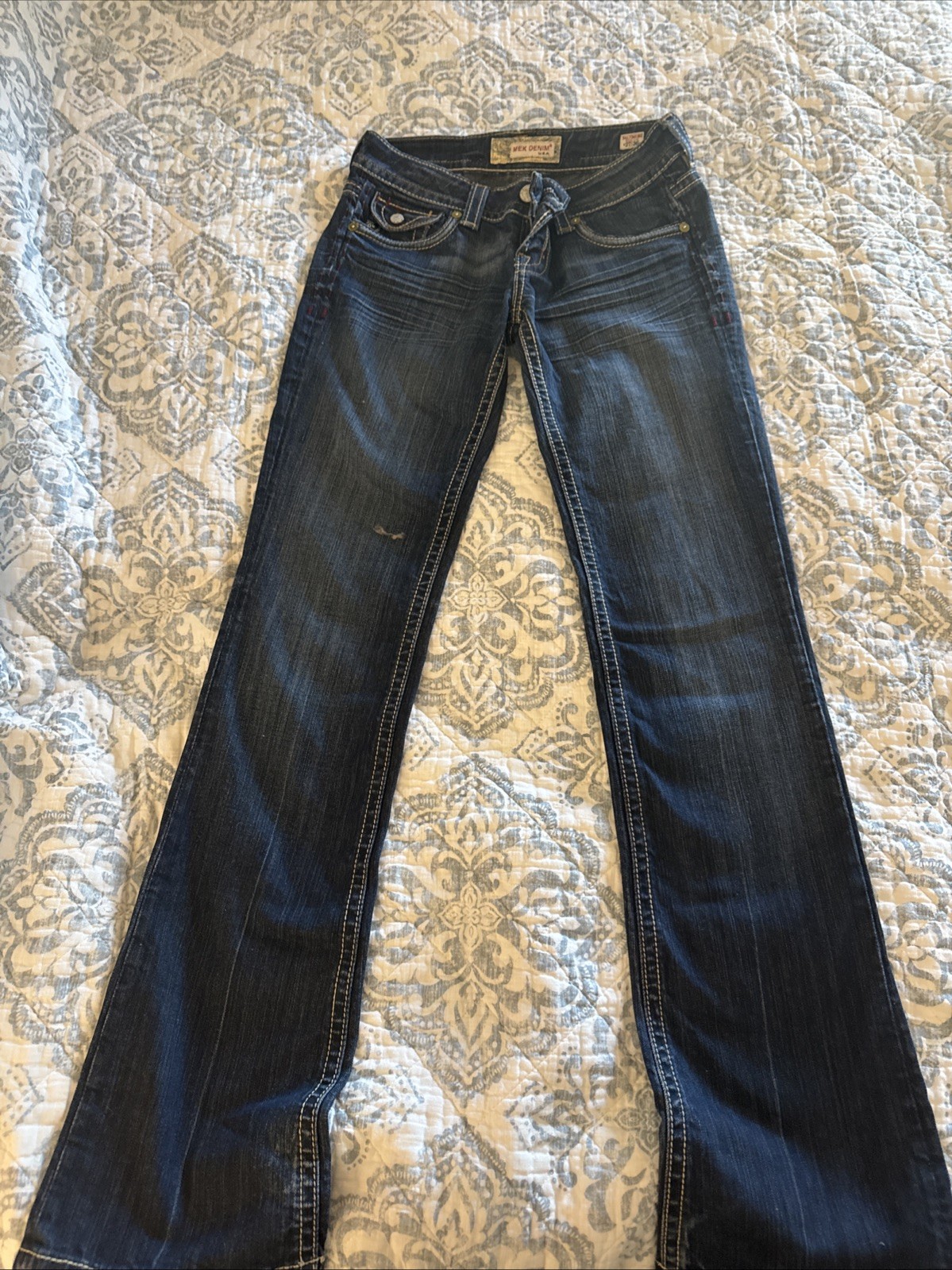 Mek Denim Women's Slim Boot Cut Jeans Blue, Size 27x36