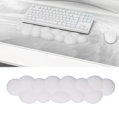 Ergonomic PU Leather Wrist Rest for Keyboard White Anti-Slip Gaming Pad