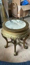 Baroque Style Gold Marble Topped Ornate Side Table