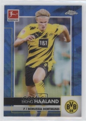 2020 Topps Chrome Bundesliga Blue Wave Refractor 90/150 Erling Haaland #32 7f0