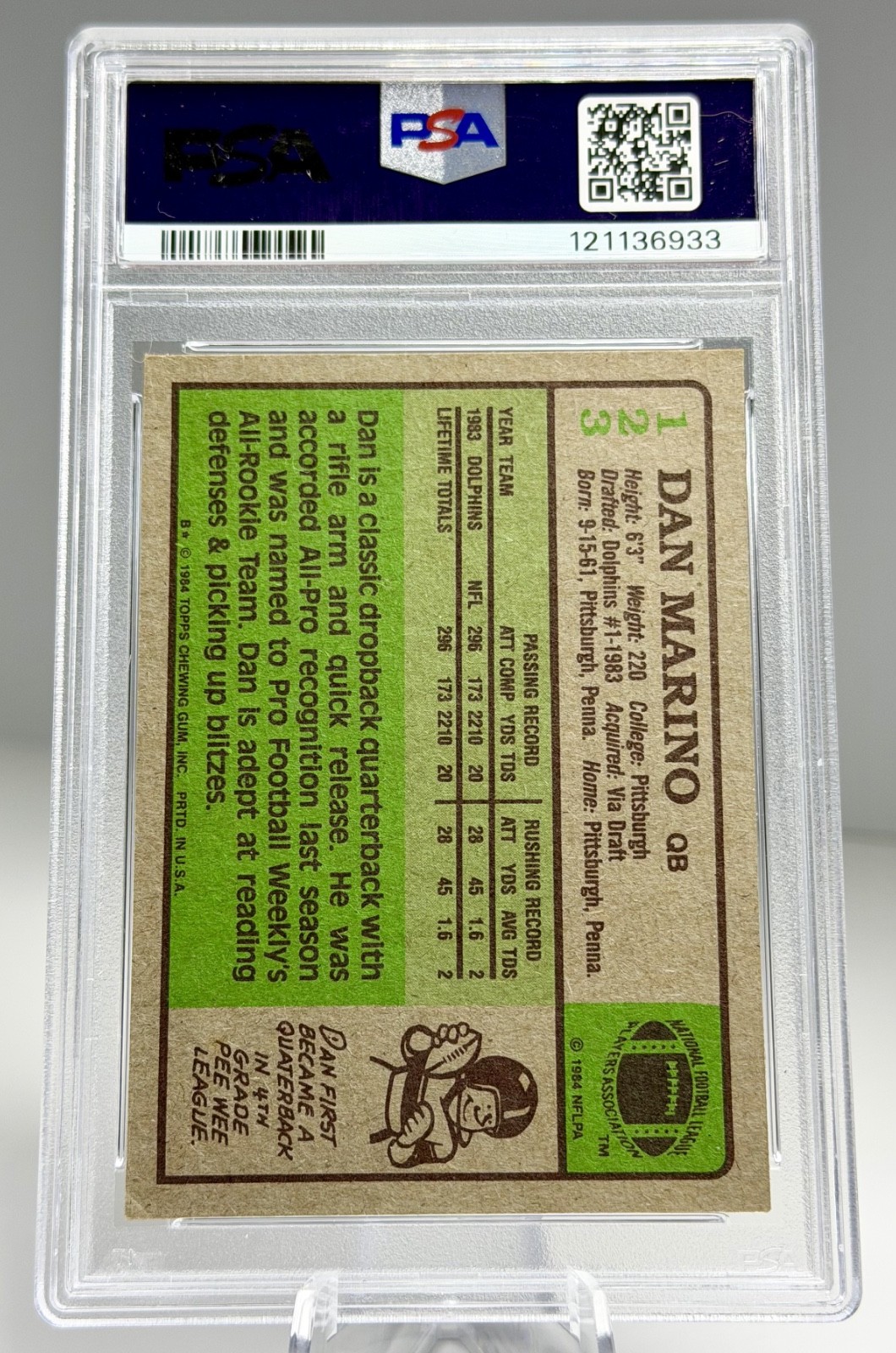 💥 1984 Topps - Dan Marino #123 (RC) PSA 5 - Rookie - Miami Dolphins - HOF! 💥 view 2