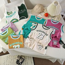 Kids Boys 2Pcs Basketball Jersey Shorts Set Sleeveless Sportswear Outfit 8 Color