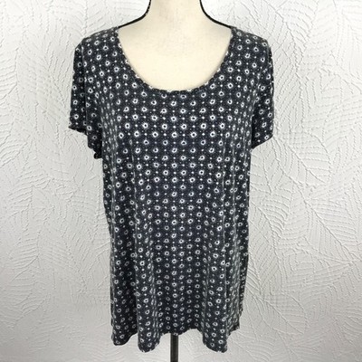 J Jill PureJill Floral A-line Shirt Top Size L  Pullover 100% Pima Cotton