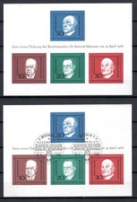 Bund Block 4 Erster Todestag Dr. Konrad Adenauer gestempelt und postfrisch