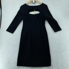 Vtg Catherine Malandrino Bodycon Dress Women Medium Black Cutouts 3/4 Sleeve USA