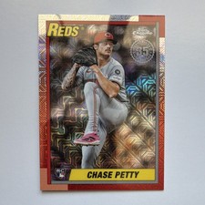 Topps 2025 Update 1990 Chrome Silver Pack Chase Petty RC Auto U90C-89 Reds