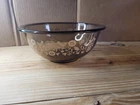 Vintage Pyrex Glass Bowl 1.5L Amber PInk / Brown with Festive Harvest Pattern