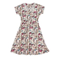 Anthony Richards VTG Floral Dress Womens M Cream Lace Collar Cottagecore Retro