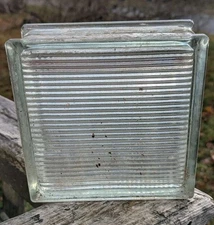 Vintage Reclaimed Glass Blocks 7.5 x 7.5 x 3.125 Salvage Light Brick Lines