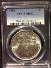 1886-p $1 Morgan Silver Dollar PCGS MS 62 nice coin
