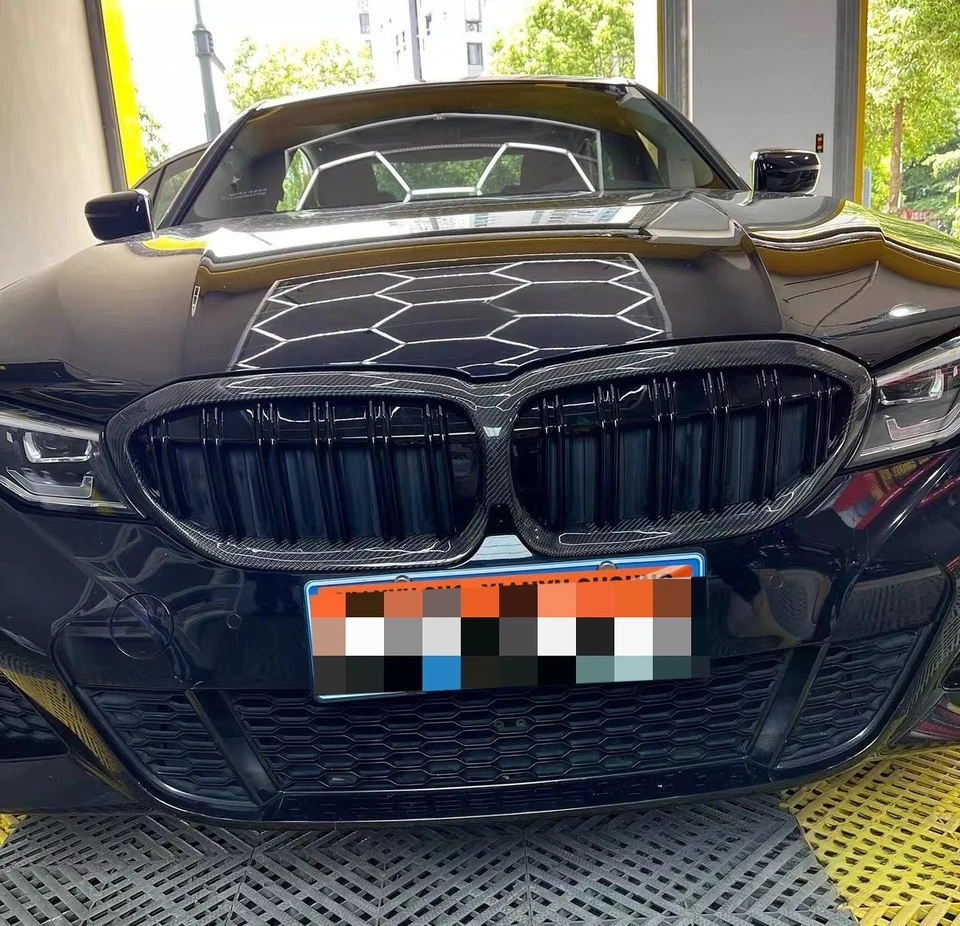 US- For 2019-22 BMW 3-Series G20 G21 330i M340i Front Kidney Grille Carbon Fiber Foto 4 de 4