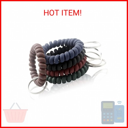 BIHRTC 5 Color Wrist Keychain Plastic Spring Flexible Spiral Coil ...