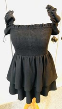 Express off the shoulder tiered ruffle mini dress - black, size small