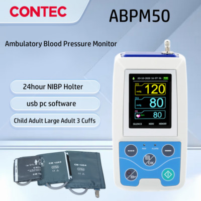 CONTEC ABPM50 NIBP Holter 24H Digital Blood Pressure Monitor PC Software 3 Cuffs