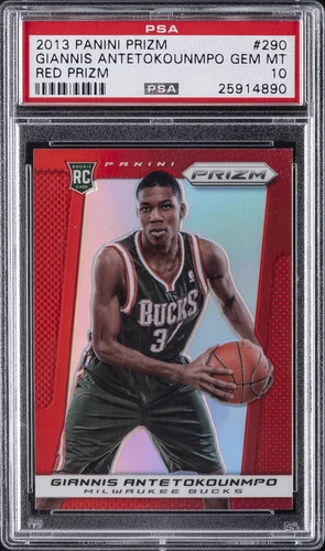2013 PANINI PRIZM RED PRIZM #290 GIANNIS ANTETOKOUNMPO ROOKIE RC PSA 10