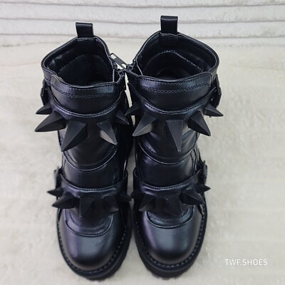 Demonia Assault Black Matte Claw Spiked Platform Ankle Boots Goth