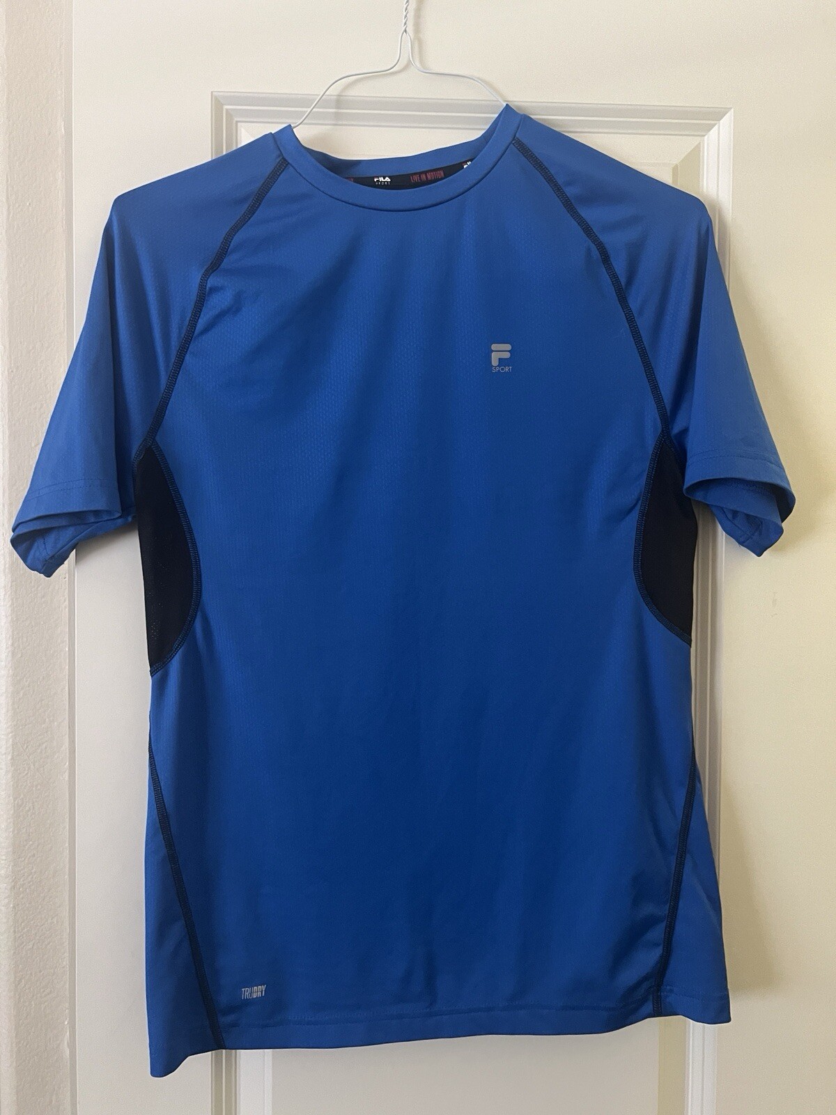FILA SPORT Camicia Uomo Piccola Manica Corta Tru Dry Fitted Adulto Blu Nero