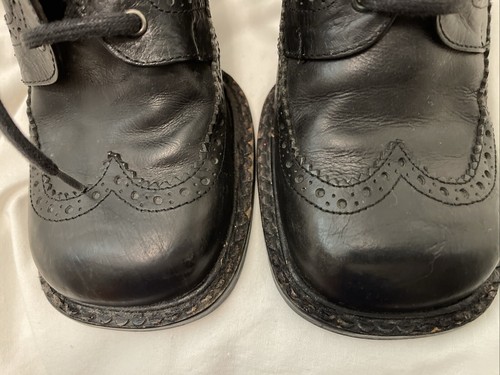 RARE 90S VINTAGE EL DANTES Oxford Chunky 3.25" Heel Black Lace up Spain sz 6 - Bild 2 von 11