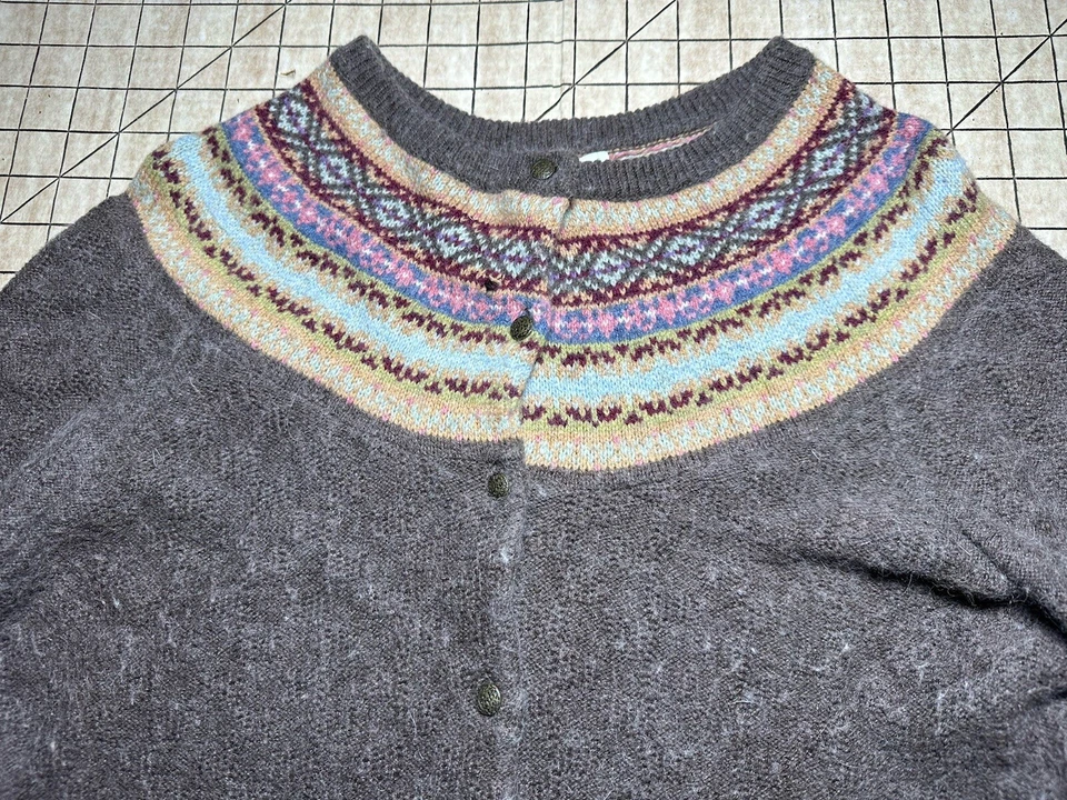 Tweeds Cardigan Angora Rabbit Fur Sweater Large Aztec Fair Isle  - Image 3 of 4