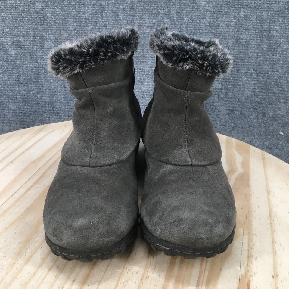 Khombu Waterproof Winter Boots Womens 9 M Catelyn Gray Leather Faux Fur Zip - Image 3 of 4
