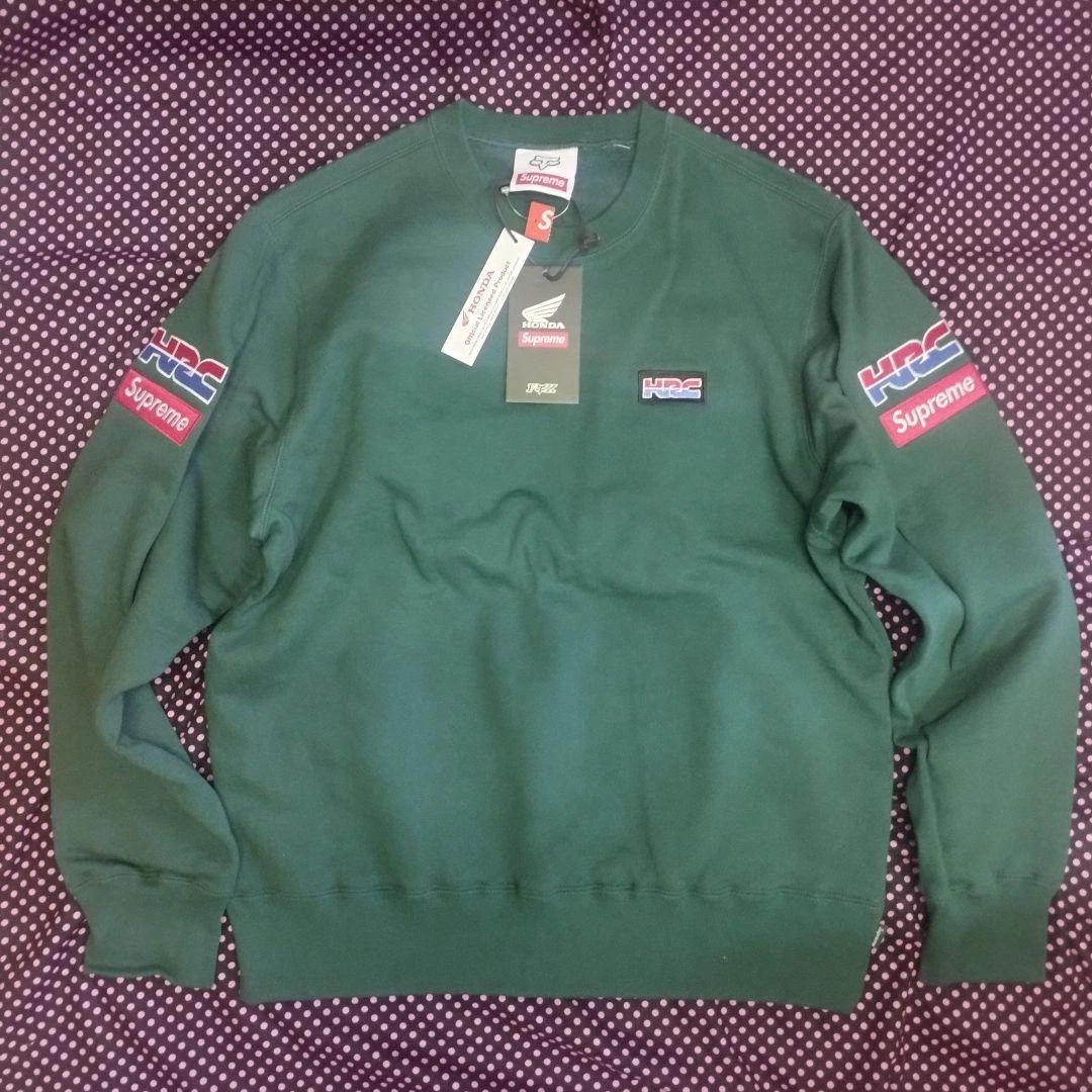 Col rond coton Supreme Honda HRC Fox Racing 19AW Week6 taille M col vert foncé