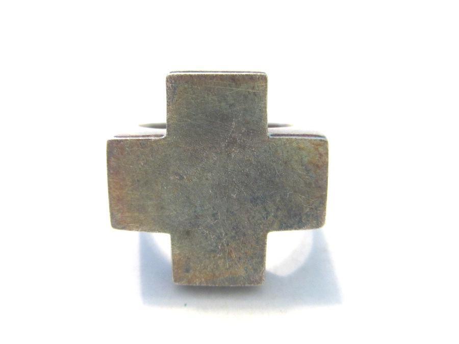 Solid Cross Silver Ring (925) OM3734 - image 1