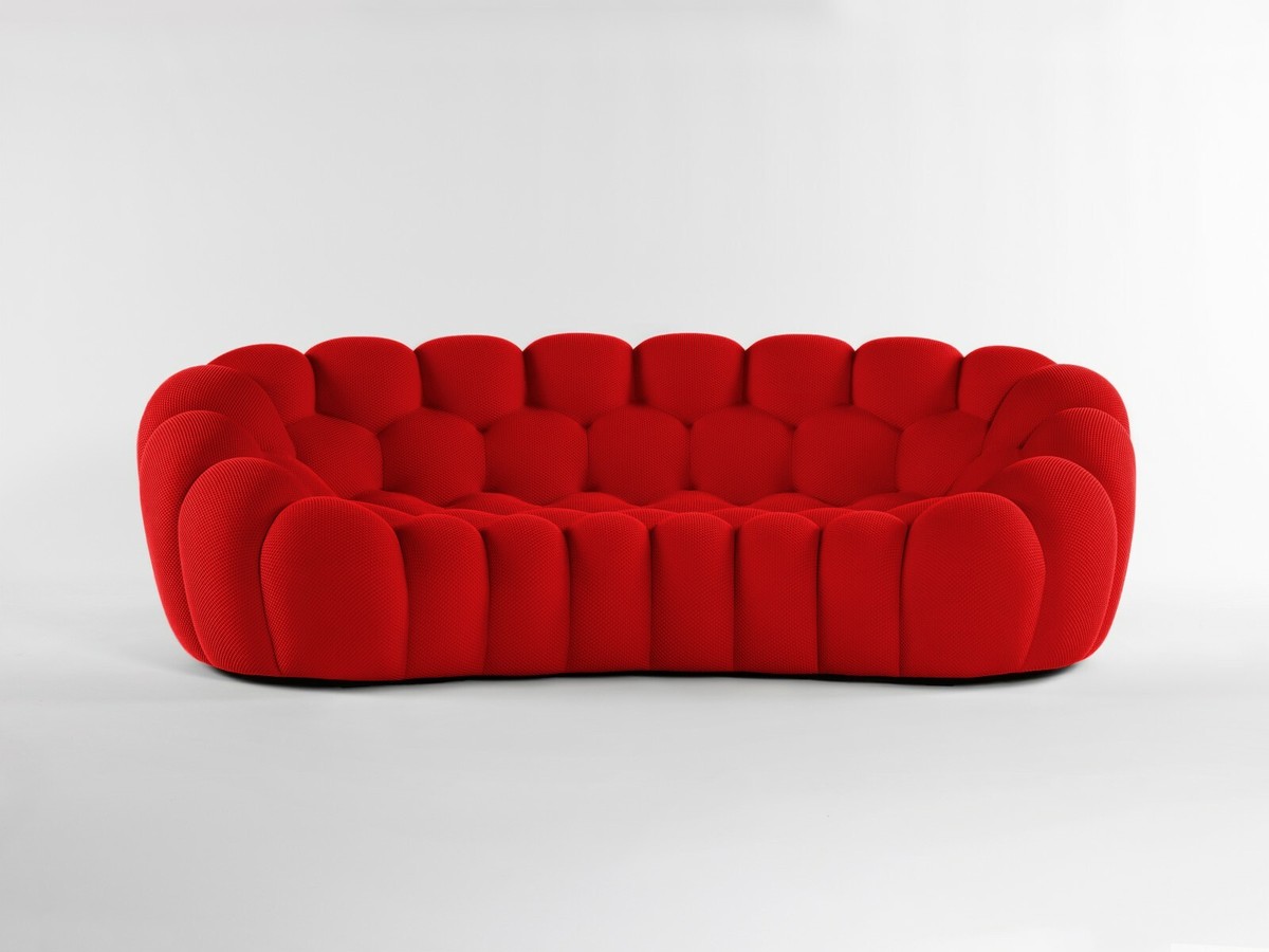 Roche Bobois Bubble 2 Curved 3-4 Seat Sofa Rubis Red 2D *4 Month
